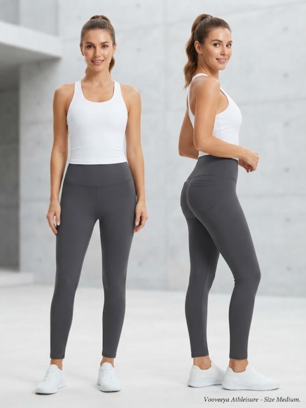 Vooveeya Womens Dark Grey Pull-On Leggings Pants Size Medium